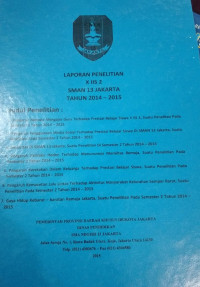 LAPORAN PENELITIAN XIIS 2 SMAN 13 JAKARTA TAHUN 2014-2015